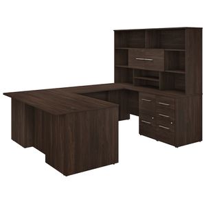 Bush Business Furniture Office 500 72"W U-Shaped Executive Corner Desk With Drawers And Hutch
