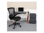 Flash Furniture Work From Home Desk And Chair Set With Glass Desk Ergonomic Mesh Office Chair And Filing Cabinet Black BLNNAN28CHPX5BK