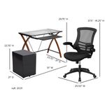Flash Furniture Work From Home Desk And Chair Set With Glass Desk Ergonomic Mesh Office Chair And Filing Cabinet Black BLNNAN28CHPX5BK