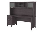 Bush Furniture Somerset 72W Office Desk With Hutch Storm Gray Standard Delivery