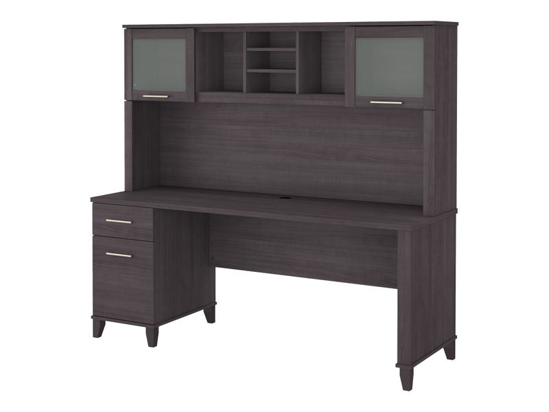 Bush Furniture Somerset 72W Office Desk With Hutch Storm Gray Standard Delivery