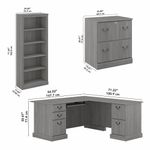 Bush Business Furniture Saratoga 66W LShaped Corner Desk With File Cabinet And Bookcase Set Modern Gray Standard Delivery