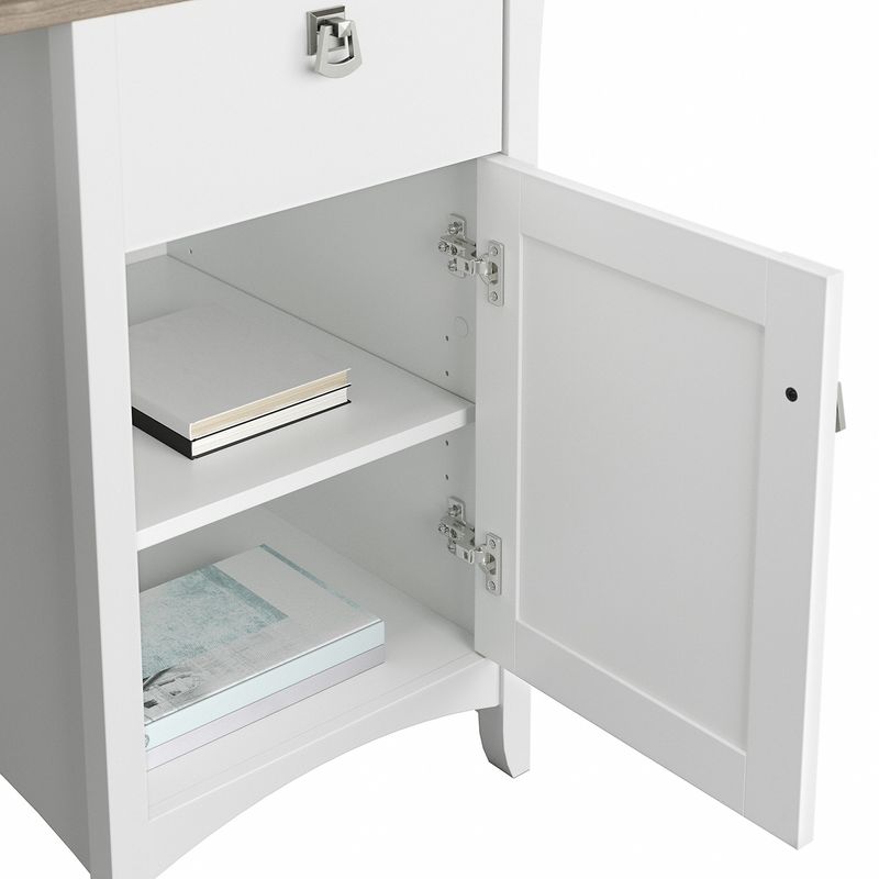 Bush Furniture Salinas 60W LShaped Desk With Hutch Shiplap GrayPure White Standard Delivery