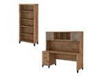 Bush Business Furniture Somerset 72W Office Computer Desk With Hutch And 5Shelf Bookcase Fresh Walnut Standard Delivery