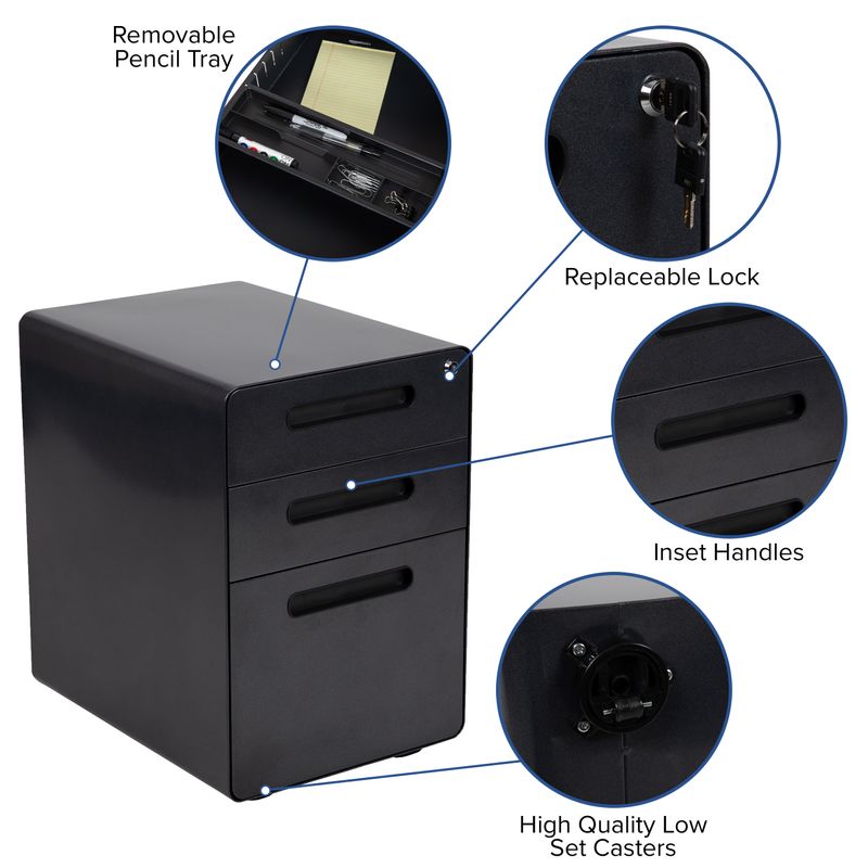 Flash Furniture Work From Home DeskChair Set With Adjustable Computer Desk Ergonomic Mesh ChairMobile Filing Cabinet Black BLNNAN21APX5LBK