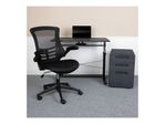 Flash Furniture Work From Home DeskChair Set With Adjustable Computer Desk Ergonomic Mesh ChairMobile Filing Cabinet Black BLNNAN21APX5LBK