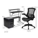 Flash Furniture Work From Home Desk And Chair Set With Computer Desk Ergonomic MeshLeatherSoft Office Chair And Locking Mobile Filing Cabinet Black