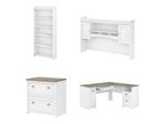Bush Business Furniture Fairview 60W LShaped Corner Desk Shiplap GrayPure White Standard Delivery  FV006G2W