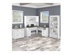 Bush Business Furniture Fairview 60W LShaped Corner Desk Shiplap GrayPure White Standard Delivery  FV006G2W