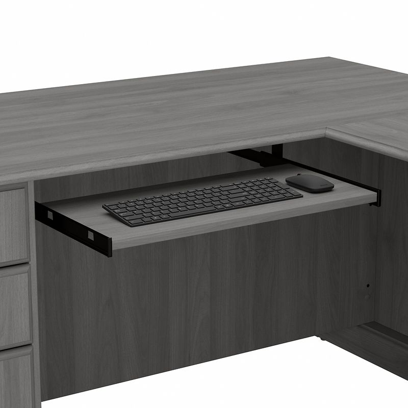 Bush Business Furniture Saratoga 66W LShaped Corner Desk With File Cabinet And Bookcase Set Modern Gray Standard Delivery