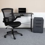 Flash Furniture Work From Home DeskChair Set With Adjustable Computer Desk Ergonomic Mesh ChairMobile Filing Cabinet Black BLNNAN21APX5LBK