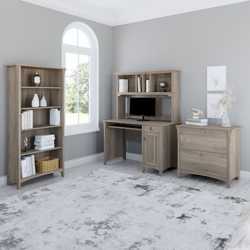 Bush Furniture Salina 48Ws Computer Desk With Hutch Ash Brown Standard Delivery