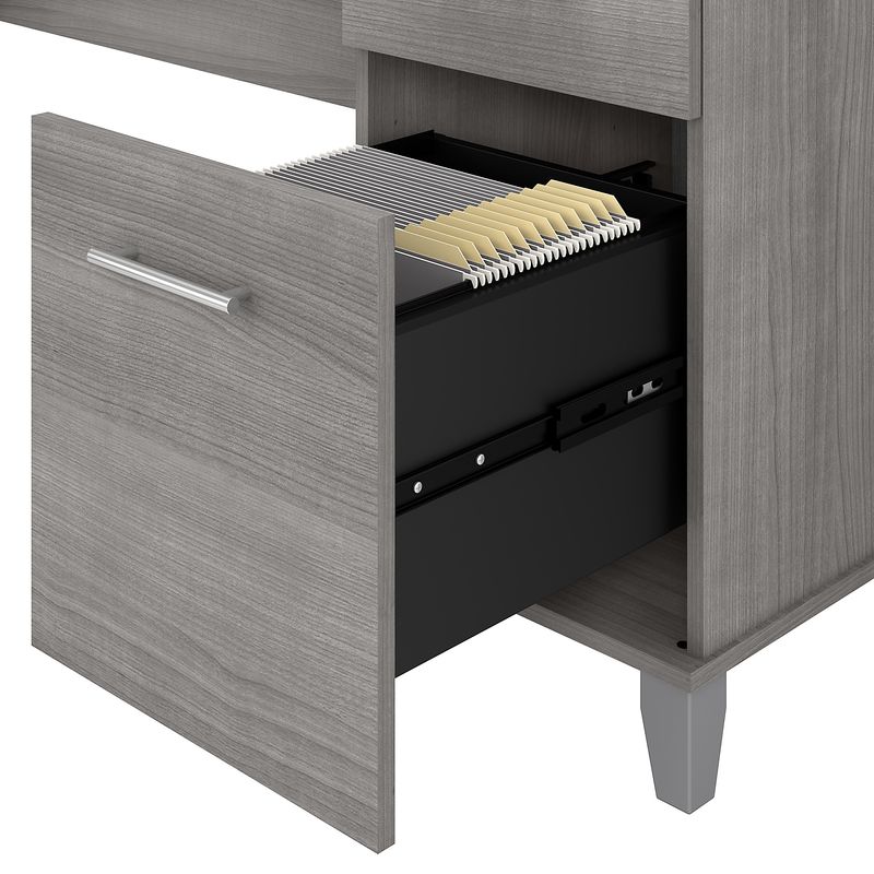 Bush Furniture 72W LShaped Desk With Hutch And 5Shelf Bookcase Platinum Gray Standard Delivery