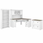 Bush Business Furniture Fairview 60W LShaped Corner Desk Shiplap GrayPure White Standard Delivery  FV006G2W