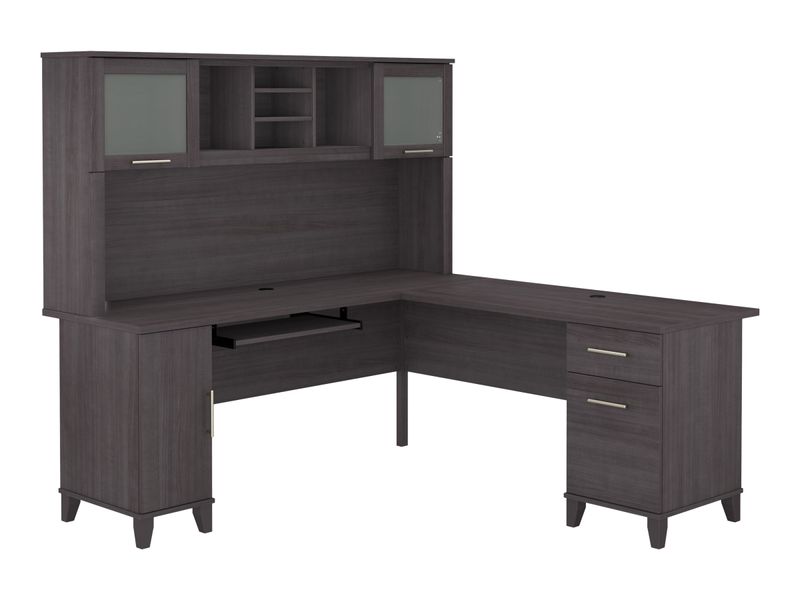 Bush Furniture Somerset 72W LShaped Desk With Hutch Storm Gray Standard Delivery