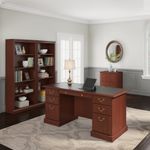 Bush Business Furniture Saratoga 66W Executive Computer Desk With Lateral File Cabinet And Two 5Shelf Bookcases Harvest Cherry Standard Delivery