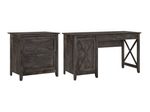 Bush Furniture Key West 54W Computer Desk With Storage And 2Drawer Lateral File Cabinet Dark Gray Hickory Standard Delivery