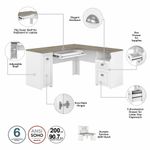 Bush Business Furniture Fairview 60W LShaped Corner Desk Shiplap GrayPure White Standard Delivery  FV006G2W