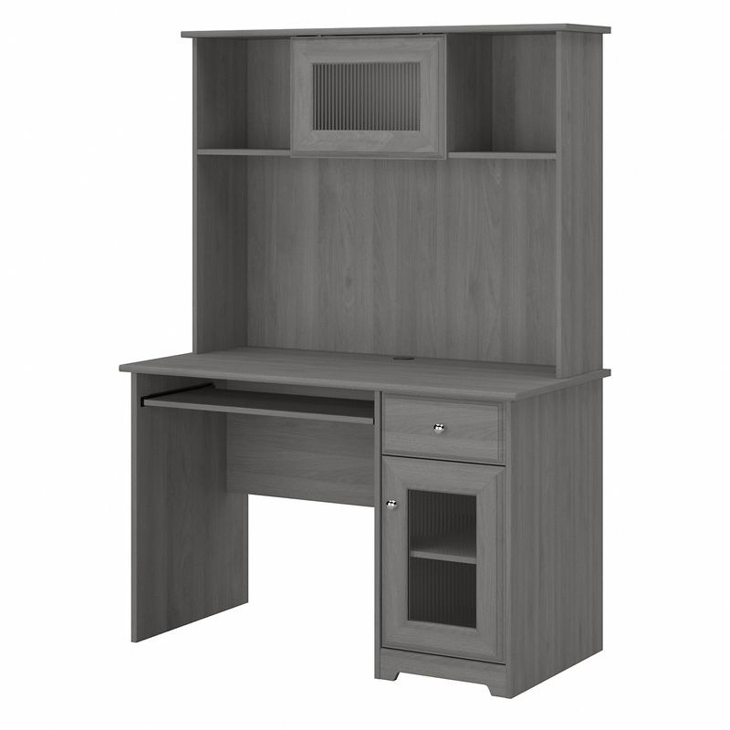 Bush Furniture Cabot 48W Small Computer Desk With Hutch And Keyboard Tray Modern Gray Standard Delivery