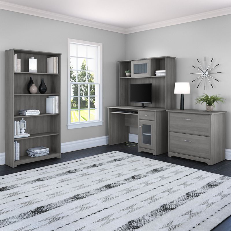 Bush Furniture Cabot 48W Small Computer Desk With Hutch And Keyboard Tray Modern Gray Standard Delivery