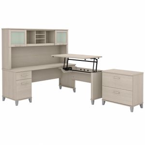 Bush® Furniture Somerset 72"W 3-Position Sit-to-Stand L-Shaped Desk With Hutch And File Cabinet