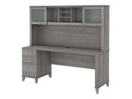 Bush Furniture Somerset Office Desk With Hutch 72W Platinum Gray Standard Delivery