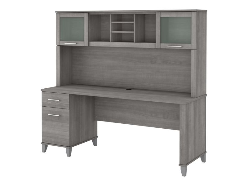 Bush Furniture Somerset Office Desk With Hutch 72W Platinum Gray Standard Delivery