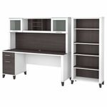 Bush Business Furniture Somerset 72W Office Computer Desk With Hutch And 5Shelf Bookcase Storm GrayWhite Standard Delivery