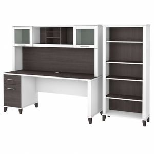 Bush Business Furniture Somerset 72"W Office Computer Desk With Hutch And 5-Shelf Bookcase