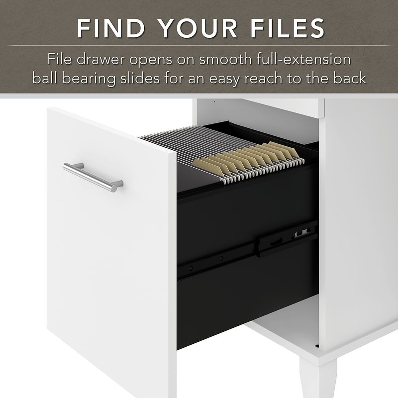 Bush Furniture Somerset 72W 3Position SitToStand LShaped Desk With Hutch And File Cabinet White Standard Delivery