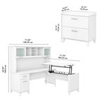 Bush Furniture Somerset 72W 3Position SitToStand LShaped Desk With Hutch And File Cabinet White Standard Delivery