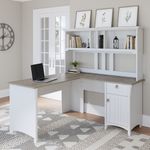 Bush Furniture Salinas 60W LShaped Desk With Hutch Shiplap GrayPure White Standard Delivery