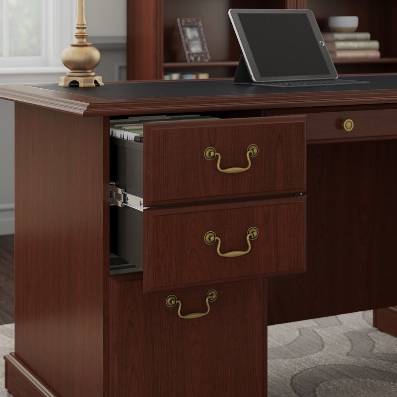 Bush Business Furniture Saratoga 66W Executive Computer Desk With Lateral File Cabinet And Two 5Shelf Bookcases Harvest Cherry Standard Delivery