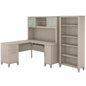 Bush® Furniture Somerset 60"W L-Shaped Desk With Hutch And 5-Shelf Bookcase