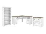 Bush Business Furniture Fairview 60W LShaped Corner Desk With Lateral File Cabinet And 5Shelf Bookcase Shiplap GrayPure White Standard Delivery