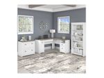 Bush Business Furniture Fairview 60W LShaped Corner Desk With Lateral File Cabinet And 5Shelf Bookcase Shiplap GrayPure White Standard Delivery