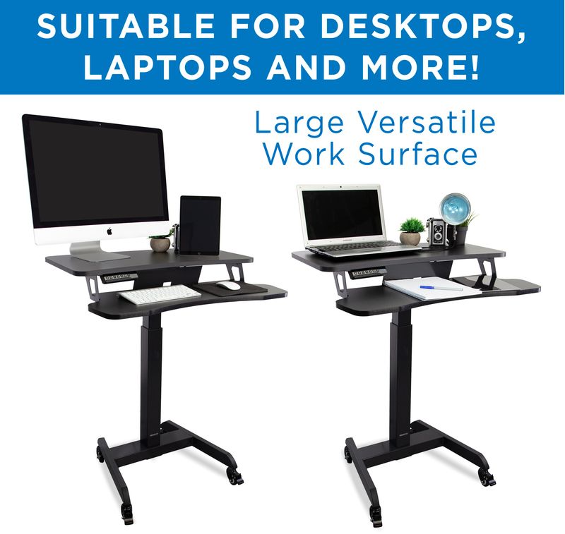 MountIt MI7982 Electric HeightAdjustable Standing Mobile Workstation 31H x 315W x 1475D Black