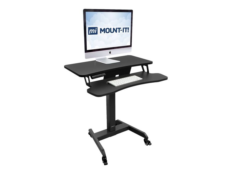 MountIt MI7982 Electric HeightAdjustable Standing Mobile Workstation 31H x 315W x 1475D Black