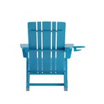 Flash Furniture Halifax AllWeather Adirondack Chair with Cup Holder and PullOut Ottoman Blue