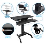 MountIt MI7982 Electric HeightAdjustable Standing Mobile Workstation 31H x 315W x 1475D Black