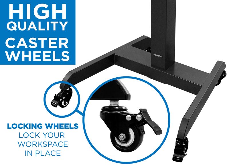 MountIt MI7982 Electric HeightAdjustable Standing Mobile Workstation 31H x 315W x 1475D Black