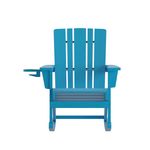 Flash Furniture Halifax AllWeather Adirondack Chair with Cup Holder and PullOut Ottoman Blue