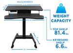 MountIt MI7982 Electric HeightAdjustable Standing Mobile Workstation 31H x 315W x 1475D Black
