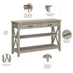 Bush Furniture Key West Console Table With Drawers And Shelves Washed Gray Standard Delivery
