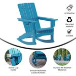 Flash Furniture Halifax AllWeather Adirondack Chair with Cup Holder and PullOut Ottoman Blue