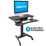 MountIt MI7982 Electric HeightAdjustable Standing Mobile Workstation 31H x 315W x 1475D Black