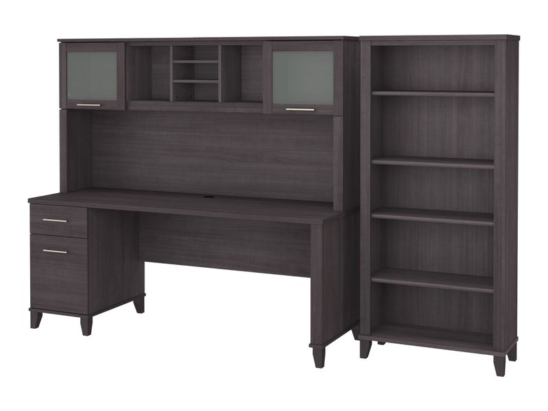 Bush Business Furniture Somerset 72W Office Computer Desk With Hutch And 5Shelf Bookcase Storm Gray Standard Delivery