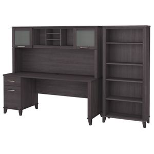 Bush Business Furniture Somerset 72"W Office Computer Desk With Hutch And 5-Shelf Bookcase
