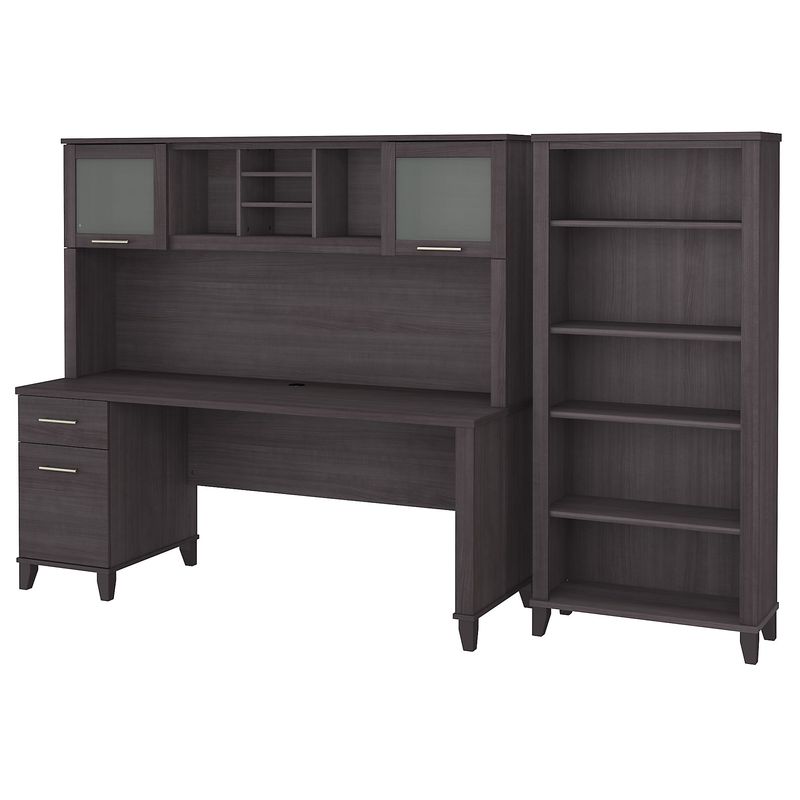 Bush Business Furniture Somerset 72W Office Computer Desk With Hutch And 5Shelf Bookcase Storm Gray Standard Delivery