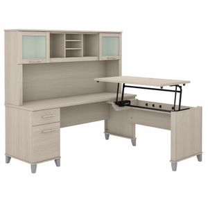 Bush® Furniture Somerset 72"W 3-Position Sit-to-Stand L-Shaped Desk With Hutch